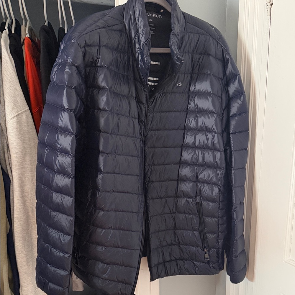 Calvin Klein Men's Navy Blue Packable Puffer